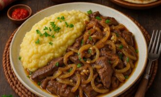 Печень с луком и папом