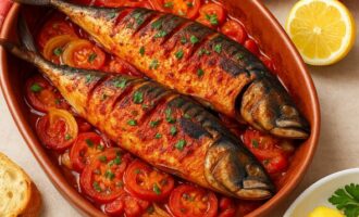 Печёная скумбрия по-венгерски