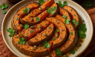 Печёная тыква с мёдом и специями