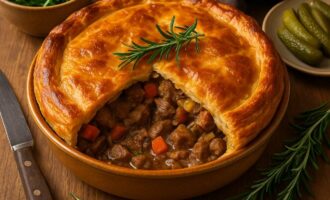 Пирог с бараниной и розмарином