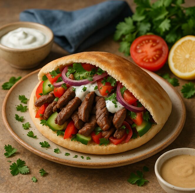 Пита с говядиной и овощами