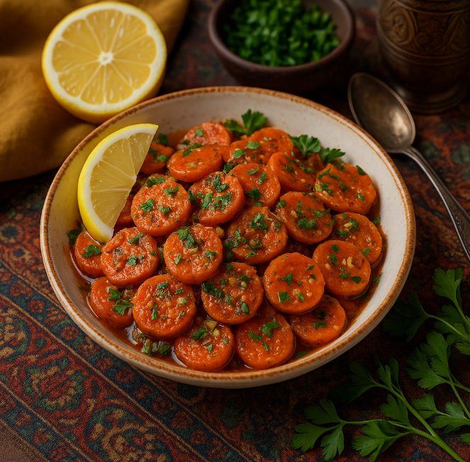 Салат из варёной моркови с чесноком