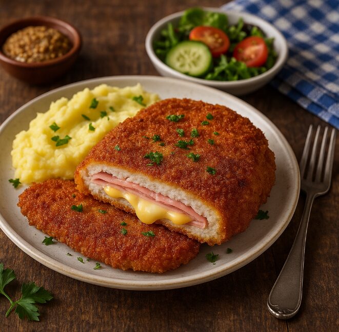Шницель с сыром и ветчиной