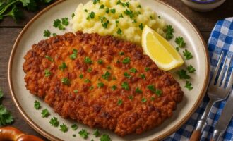Шницель в панировке из брецеля
