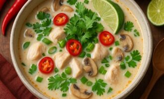 Том Кха Гай - кокосовый суп с курицей и галангалом