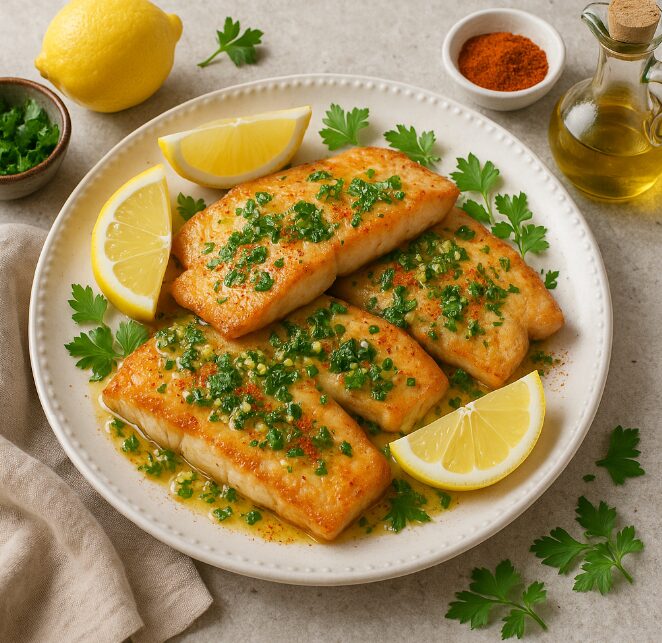 Жареная рыба с лимоном