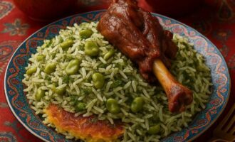 Багали поло — рис с бобами и укропом, часто с ягнёнком