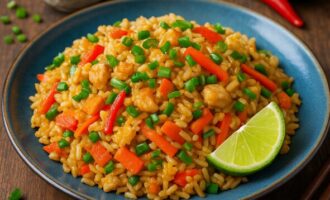 Кхао Пад - жареный рис с яйцом и овощами