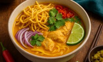 Кхао Сой - суп с кокосовым карри и хрустящей лапшой