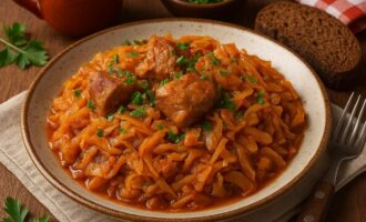 Тушёная капуста с мясом