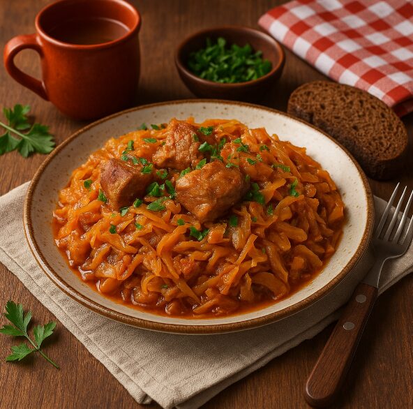 Тушёная капуста с мясом