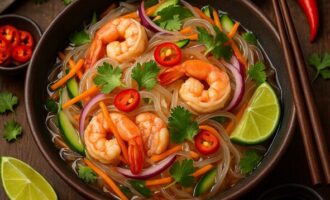 Ям Вун Сен - салат из фунчозы с морепродуктами